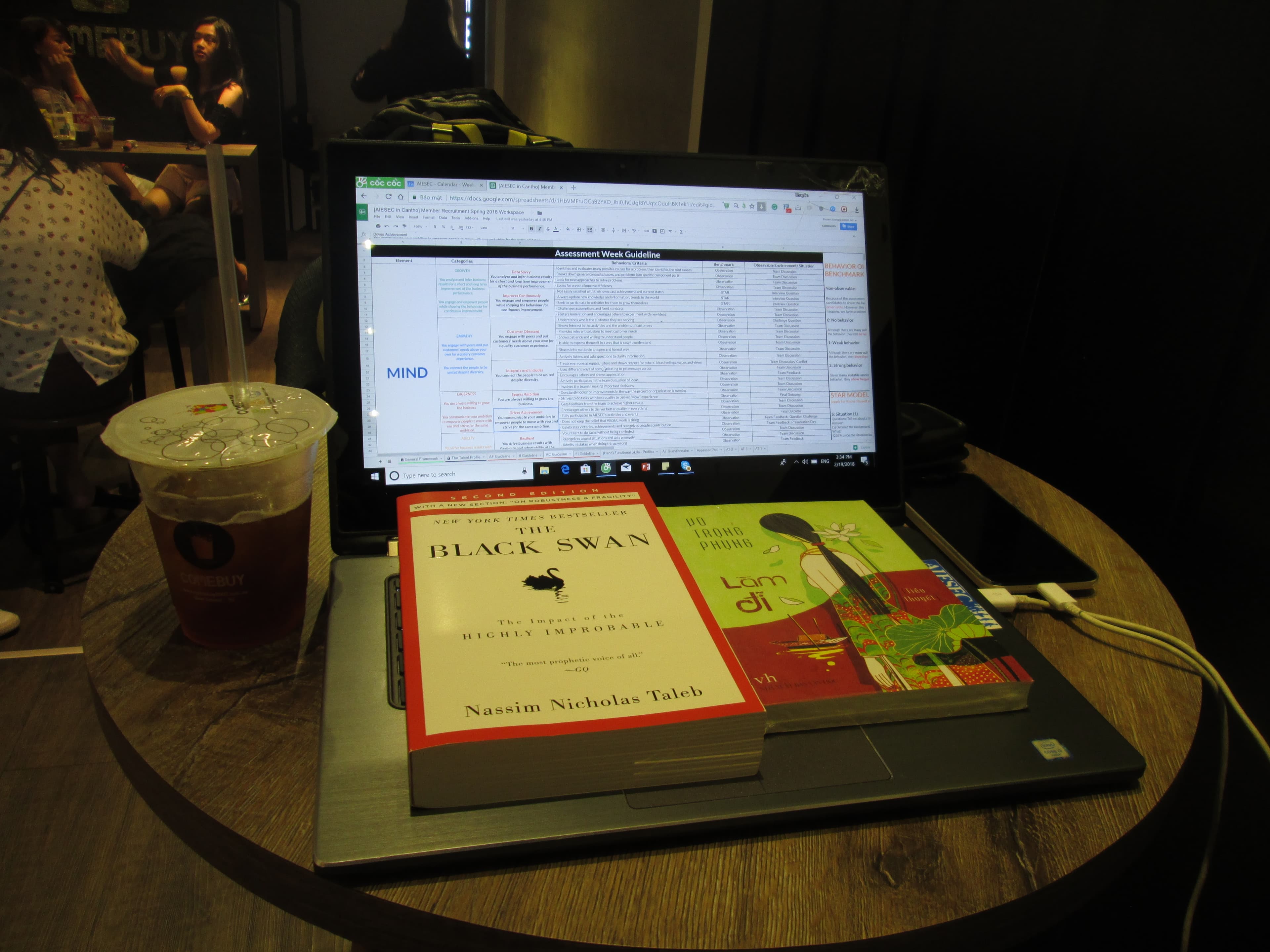 Reading in a coffee shop