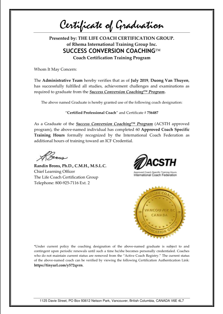 ICF 60-hour coaching certificate